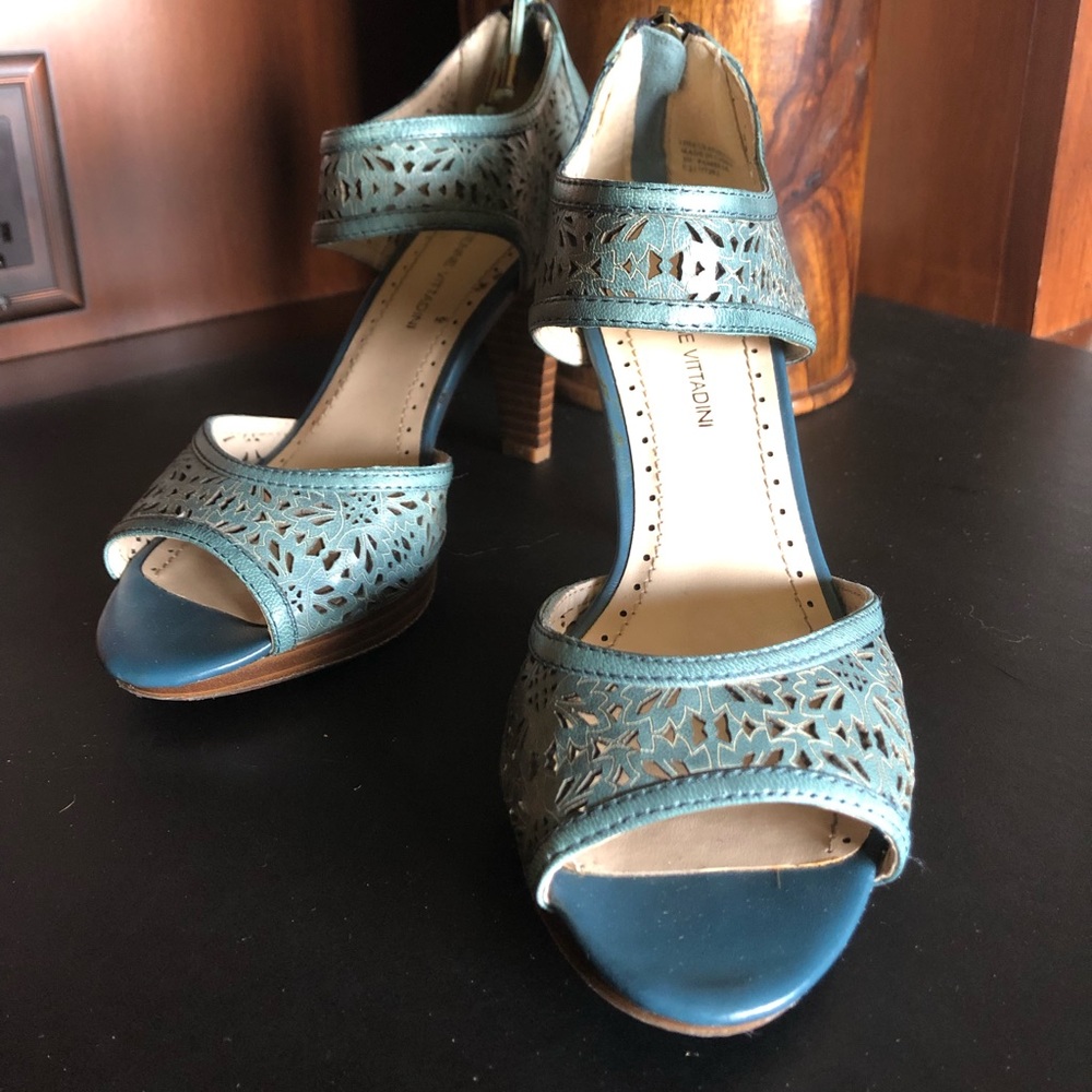 Adrienne Vittadini Leather Heeled Sandals